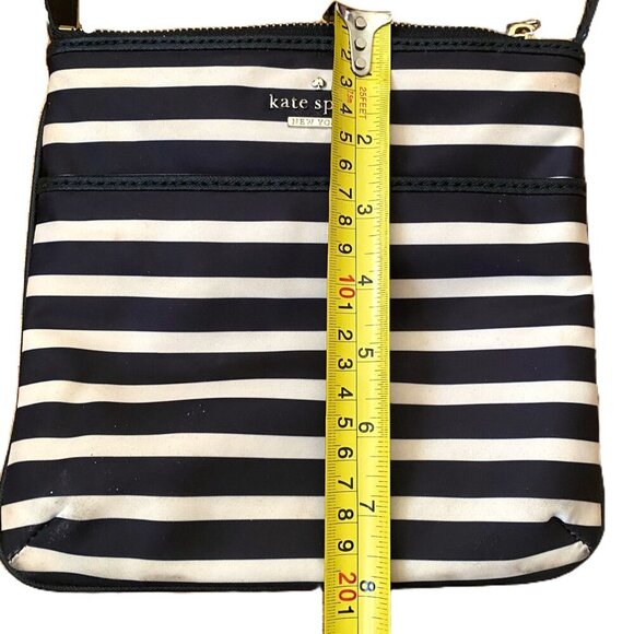 Kate Spade striped black and tan crossbody nylon purse bag - Picture 14 of 16